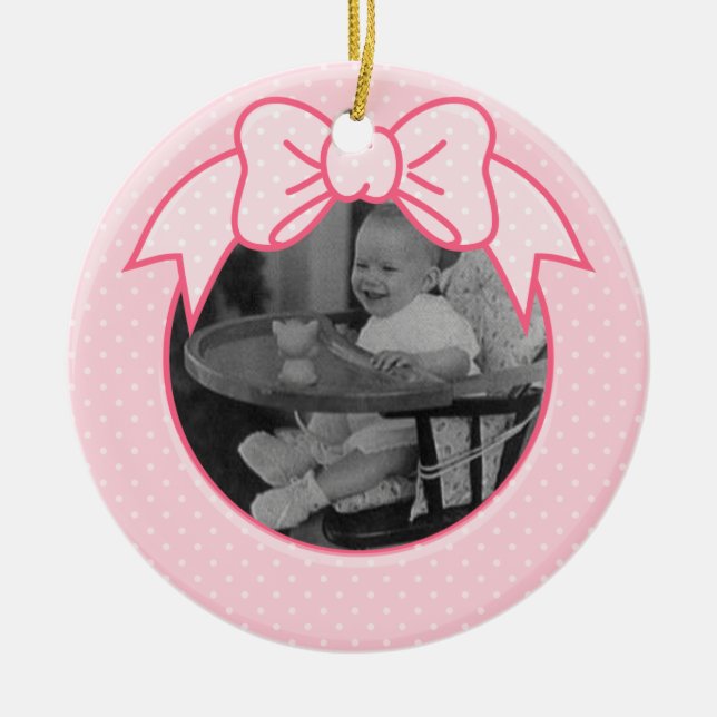 Pink Bow Frame Ceramic Tree Decoration (Front)