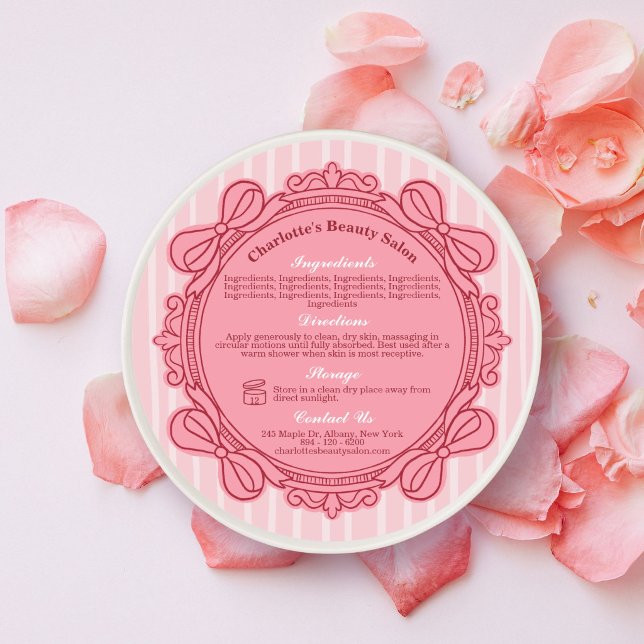 Pink Bow Frame Ingredients & Directions Label (Pink Bow Frame Ingredients & Directions Label)