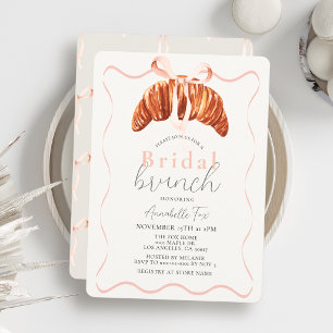 Pink Bow French Croissant Bridal Shower Invitation
