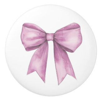Pink Bow Furniture Ceramic Knob