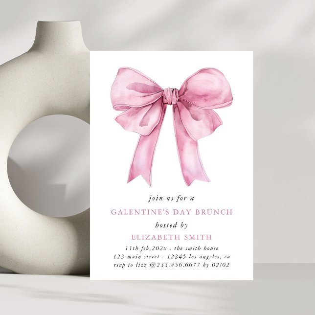 Pink Bow Galentines Day Brunch Invitation (Creator Uploaded)