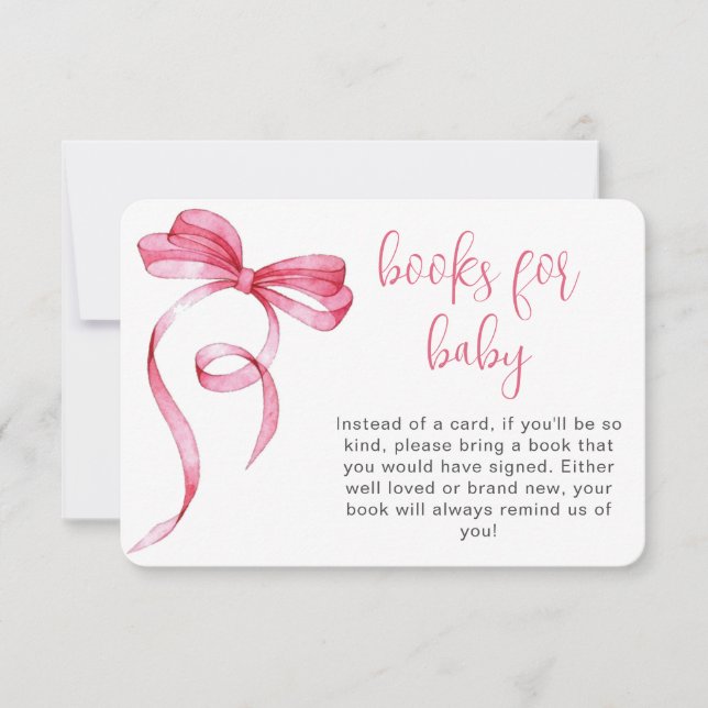 Pink Bow Gingham Books For Baby Enclosure  Card (Front)