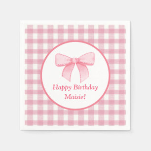 Pink Bow Gingham Napkin 