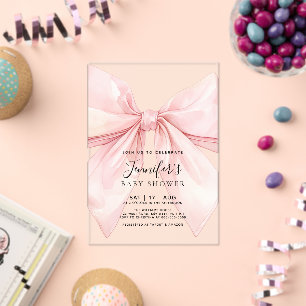 Pink Bow Girl Baby Shower  Acrylic Invitations