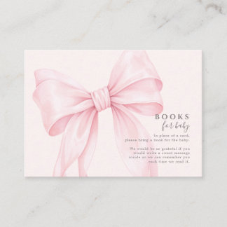 Pink Bow Girl Baby Shower Books for Baby Enclosure Card