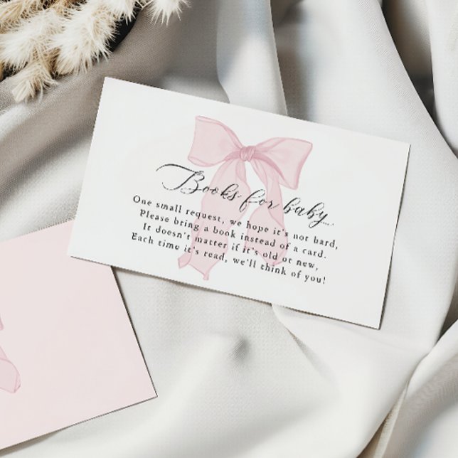 Pink Bow Girl Baby Shower Books for baby Enclosure Card (Creator Uploaded)
