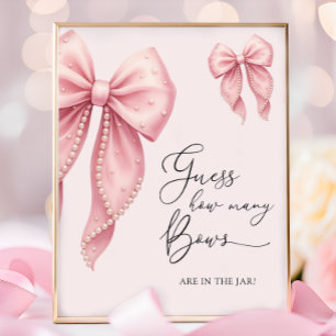 Pink Bow Girl Baby Shower Books for Baby Poster