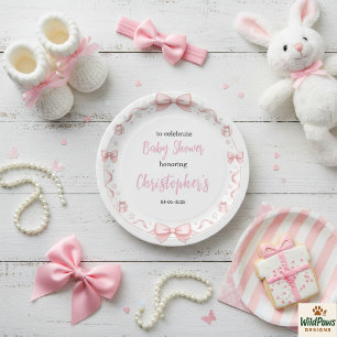 Pink Bow Girl Baby Shower – Cute & Fun Party Paper Plate