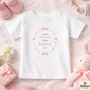 Pink Bow Girl Baby Shower – Cute & Fun Party T-Shirt