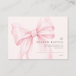Pink Bow Girl Baby Shower Diaper Raffle Enclosure Card
