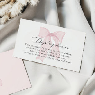 Pink Bow Girl Baby Shower Display Shower Enclosure Card