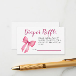 Pink Bow Girl Baby Shower Enclosure Card