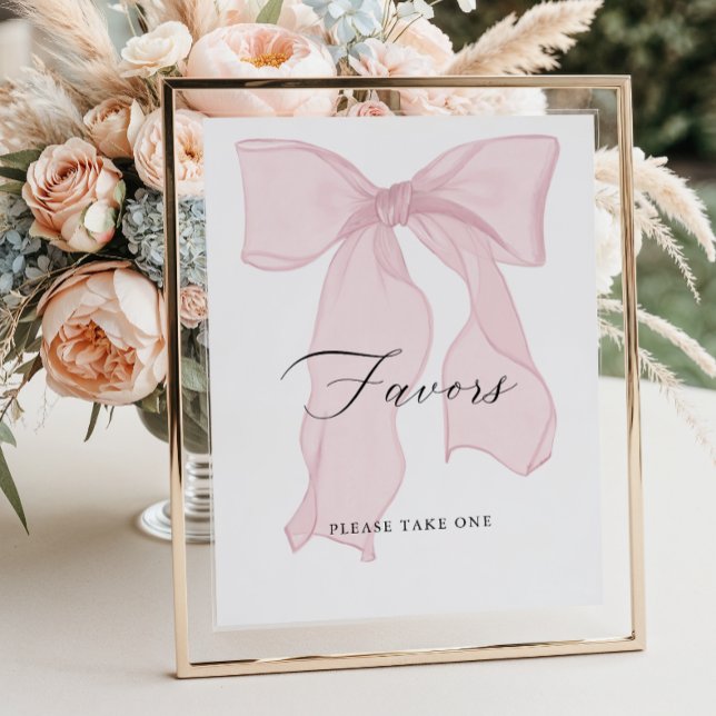 Pink Bow Girl Baby Shower Favours Poster (Creator Uploaded)