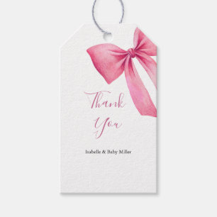 Pink Bow Girl Baby Shower Gift Tags