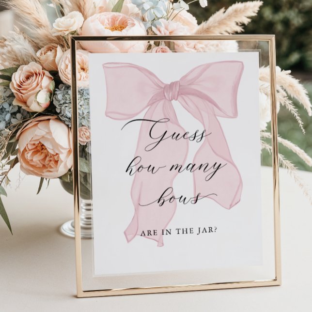 Pink Bow Girl Baby Shower Guess how many bows  Poster (Creator Uploaded)