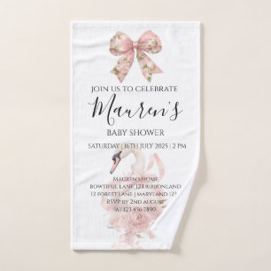 Pink Bow Girl Baby Shower Hand Towel