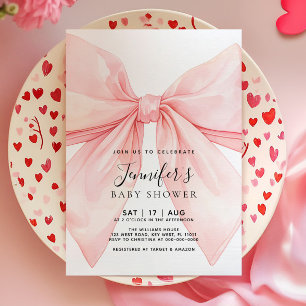 Pink Bow Girl Baby Shower Invitation