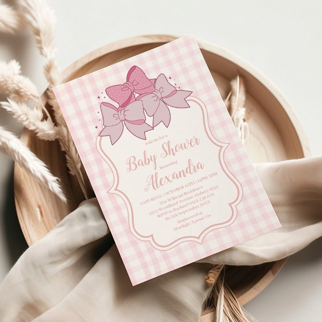 Pink Bow Girl Baby Shower  Invitation (Creator Uploaded)