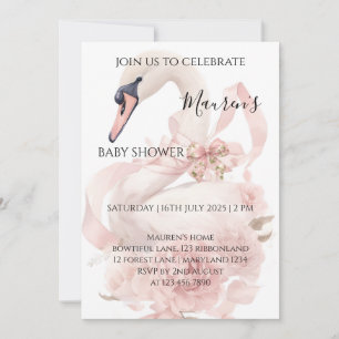 Pink Bow Girl Baby Shower Invitation