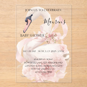 Pink Bow Girl Baby Shower Invitation