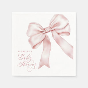 Pink Bow Girl Baby Shower Napkin