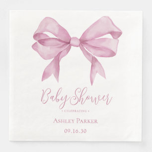 Pink Bow Girl Baby Shower Napkin
