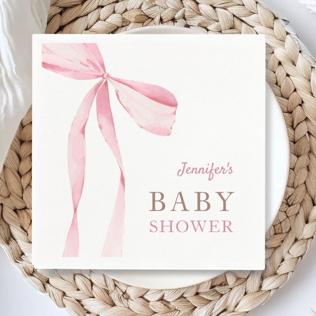 Pink Bow Girl Baby Shower Napkin (Creator Uploaded)