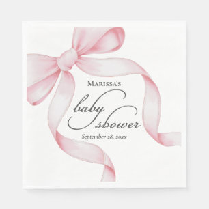 Pink Bow Girl Baby Shower Napkin