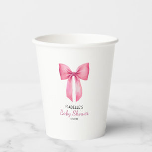 Pink Bow Girl Baby Shower Paper Cups