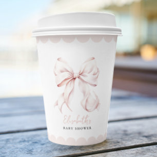 Pink Bow Girl Baby Shower Paper Cups