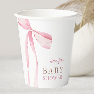Pink Bow Girl Baby Shower Paper Cups