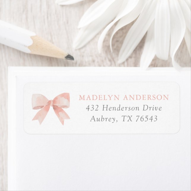 Pink Bow Girl Baby Shower Return Address (Insitu)