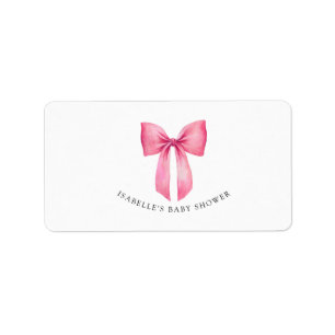 Pink Bow Girl Baby Shower Return Address Label