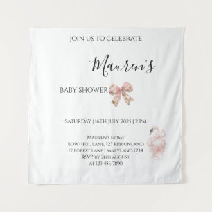 Pink Bow Girl Baby Shower Tapestry