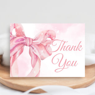Pink Bow Girl Baby Shower Thank You Card