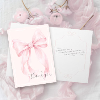 Pink Bow Girl Baby Shower Thank You Card