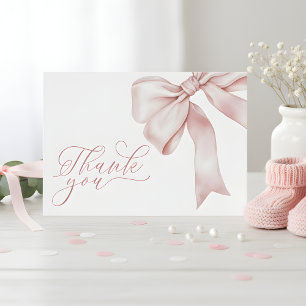 Pink Bow Girl Baby Shower Thank You Card