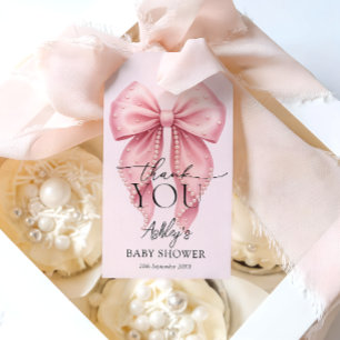 Pink Bow Girl Baby Shower Thank You Gift Tags