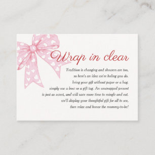 Pink Bow Girl Baby Shower Wrap In Clear Enclosure Card
