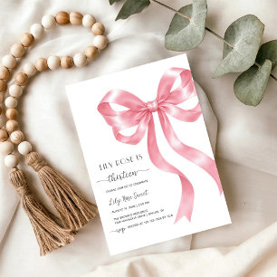 Pink Bow Girl Birthday Invitation