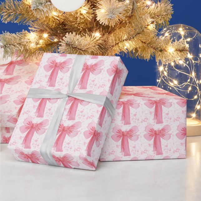 Pink Bow Girl Birthday Wrapping Paper (Holidays)