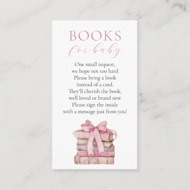 Pink Bow Girl Books for Baby insert card (Front)