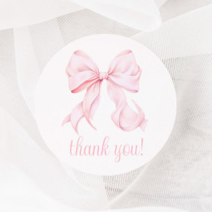Pink Bow Girl First Birthday Classic Round Sticker