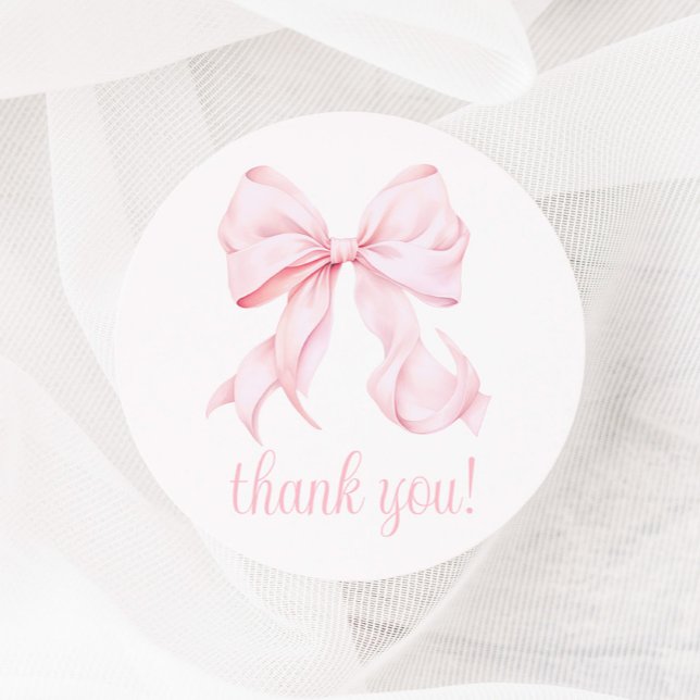 Pink Bow Girl First Birthday Classic Round Sticker (Creator Uploaded)