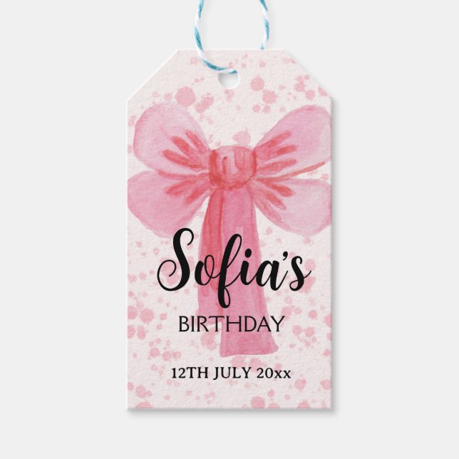Pink Bow Girl Gift Tags (Front)