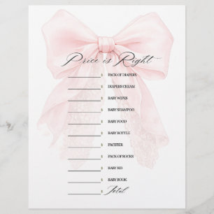Pink Bow Girl Modern Baby Shower Games