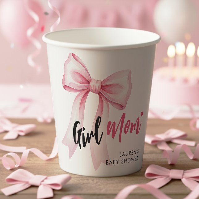 Pink Bow Girl Mom Ribbon Cute Baby Shower Paper Cups (Pink Bow Girl Mom Ribbon Cute Baby Shower Paper Cups
)
