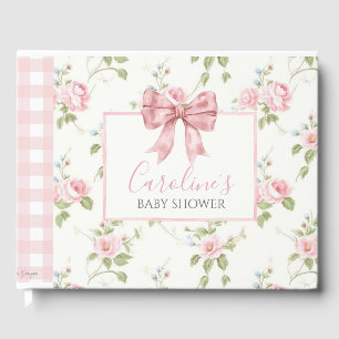 Pink Bow Girl Preppy Southern Baby Shower Guest Book