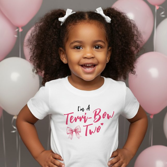 Pink Bow Girls 2nd Birthday Party Terrible Two Toddler T-Shirt (Pink Bow Girls 2nd Birthday Party Terrible Two Toddler T-shirt
)