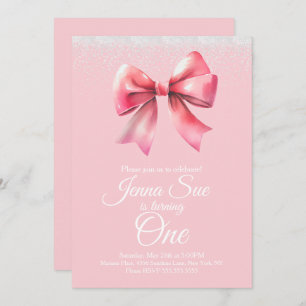 Pink Bow Girls Coquette Birthday Party Invitation